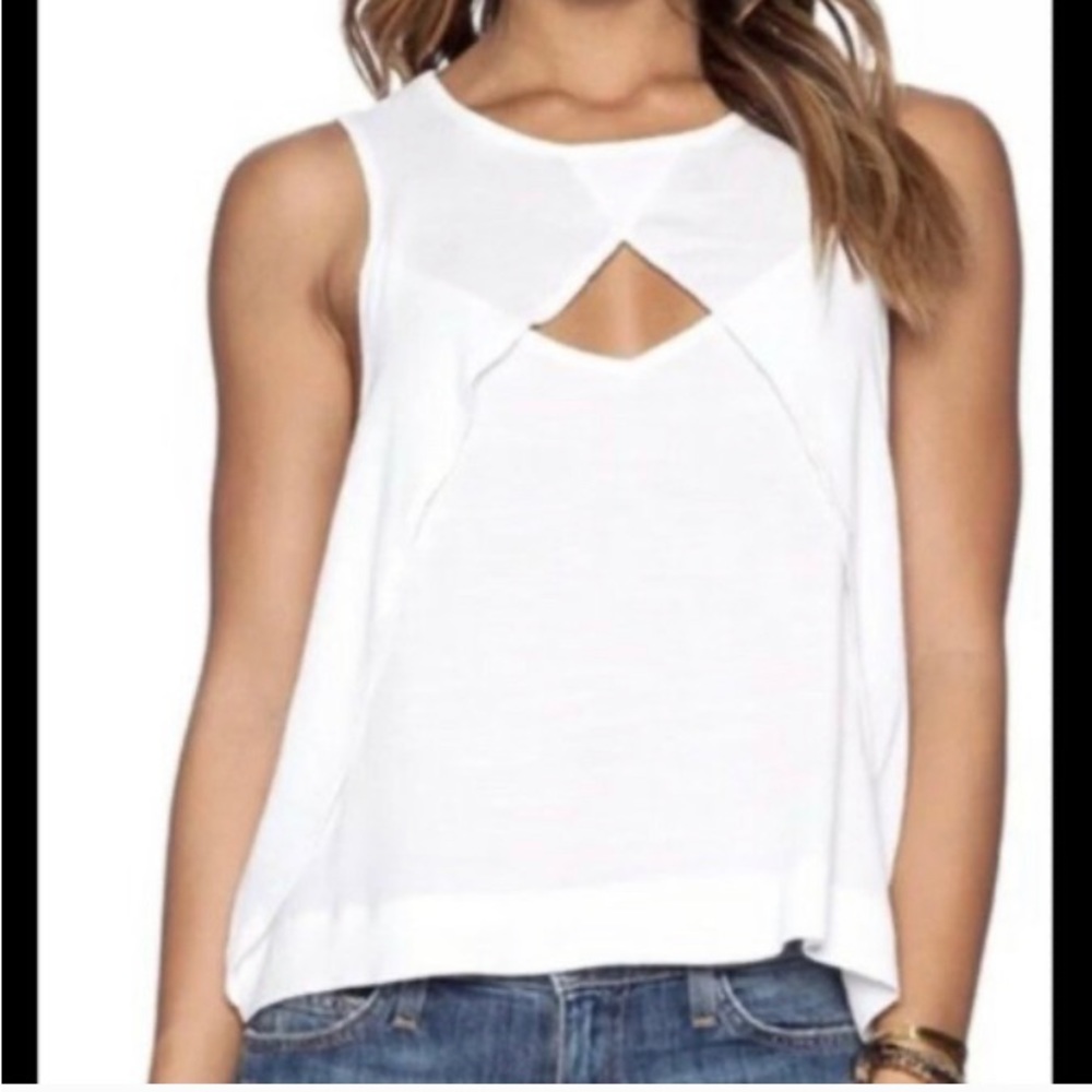 Free People Look Through Keyhole Tank Top in White